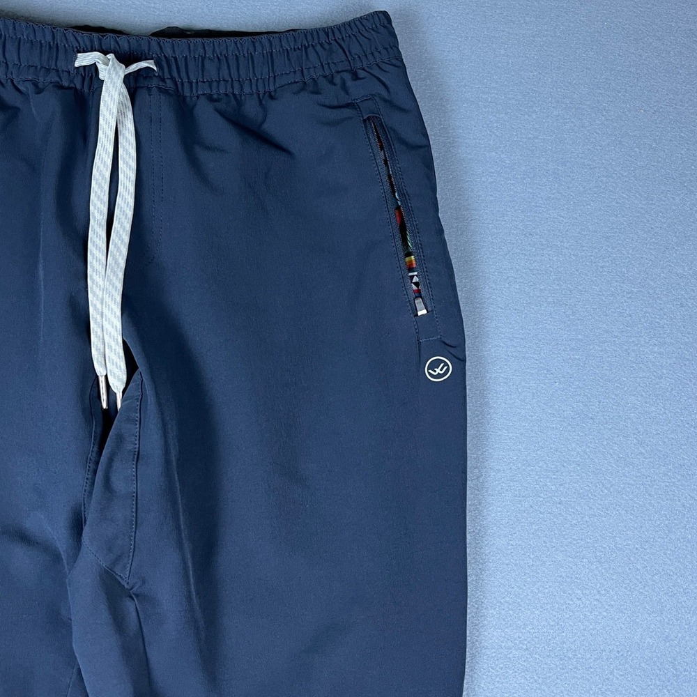 Wowie Mens Navy Blue Joggers Stretch Active Pants Geometric Pocket Size L - Picture 2 of 11